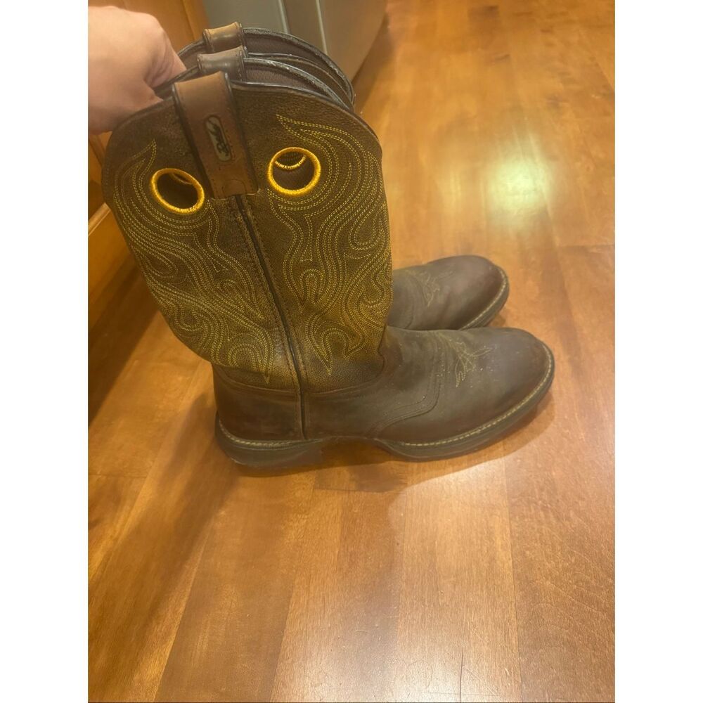 Durango Rebel Brown Leather Western Work Boots Mens 10.5D Slip Resistant Oil Res